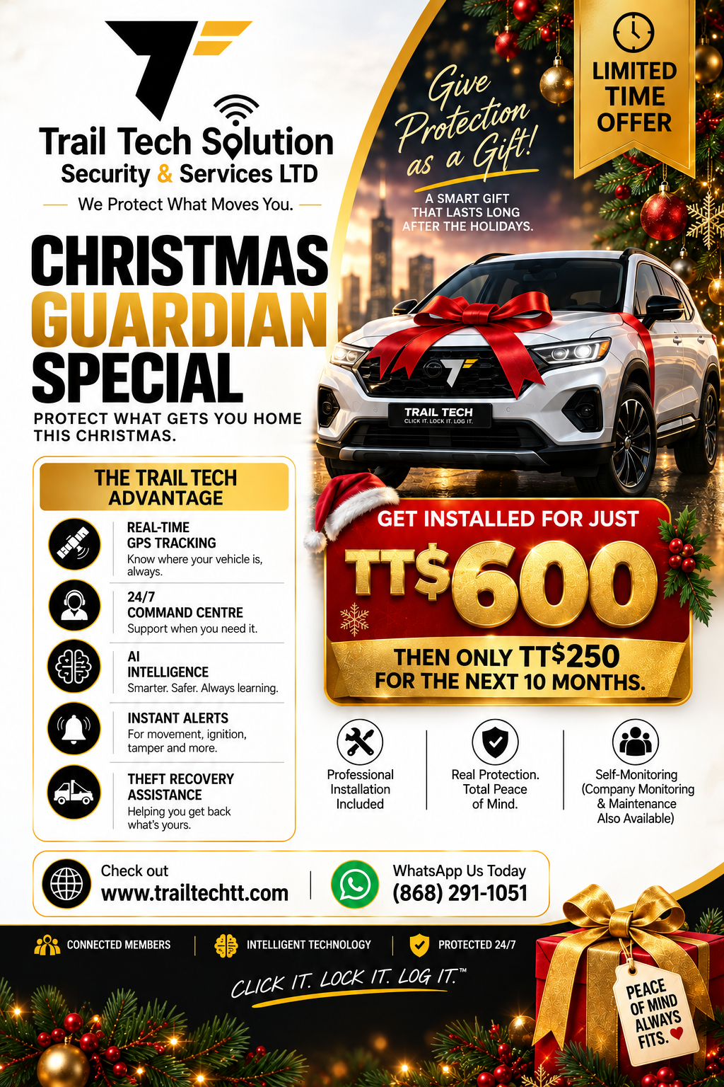 Trail Tech Christmas Guardian Special — TT$600 installed then TT$250 for 10 months
